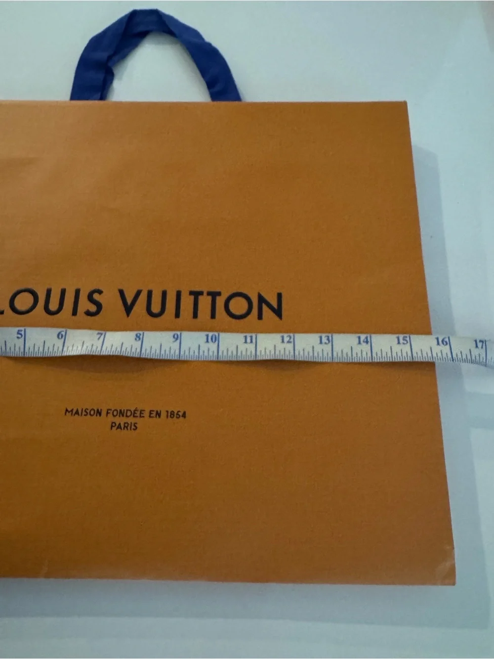 Louis Vuitton Orange Retail Gift Bag with Blue Ribbon Handles